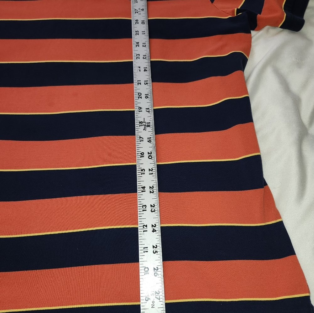 Polo by Ralph Lauren Golf Oakmont Men's Orange and Navy Striped Shirt - Picture 3 of 6